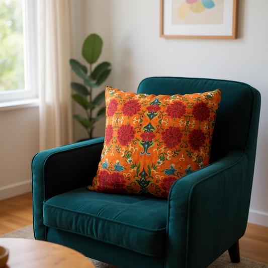 Imperial Peonies Tangerine 22 x 22 Pillow Cover