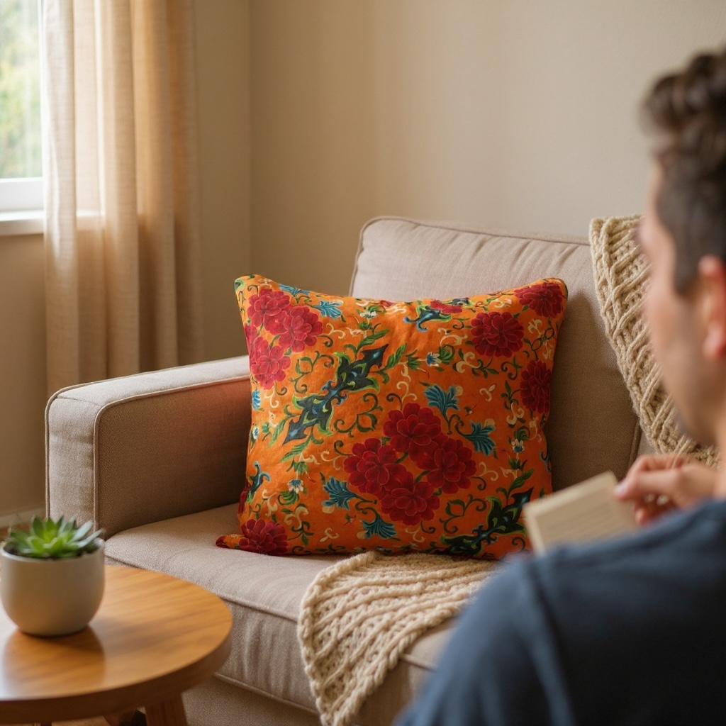 Imperial Peonies Tangerine 18 x 18 Pillow Cover