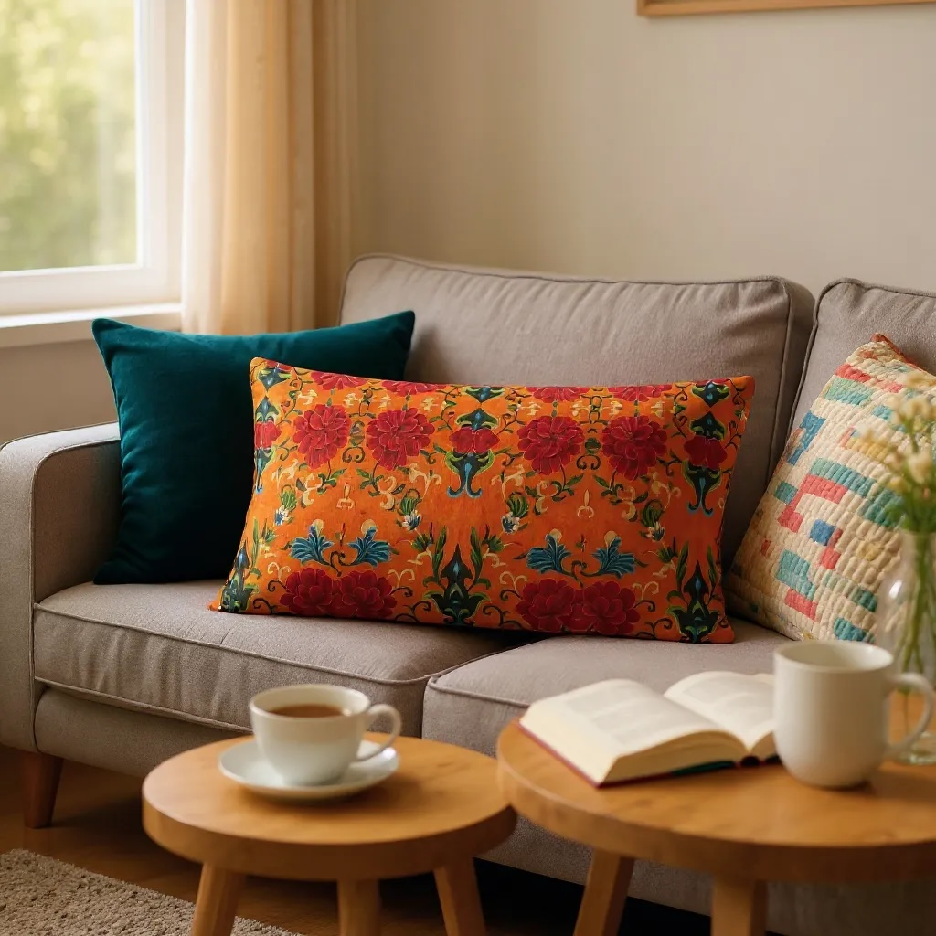 Imperial Peonies Tangerine 24 x 12 Pillow Cover