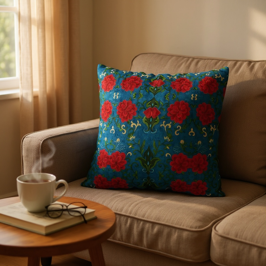 Imperial Peonies Sapphire 22 x 22 Pillow Cover