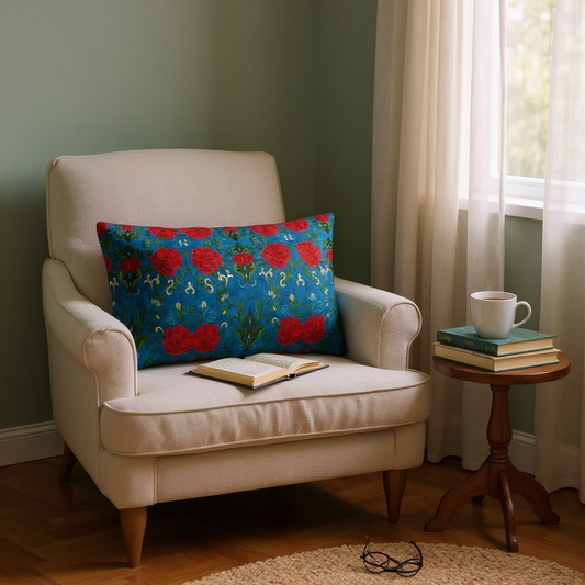 Imperial Peonies Sapphire 24 x 12 Pillow Cover