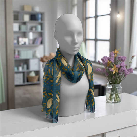 Doves of Peace Long Silk Scarf