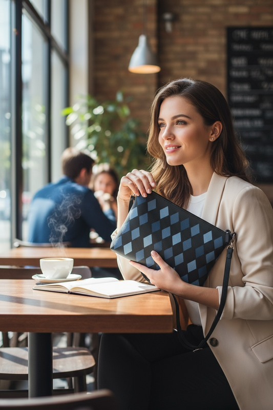 Midnight Argyle Vegan Leather Crossbody