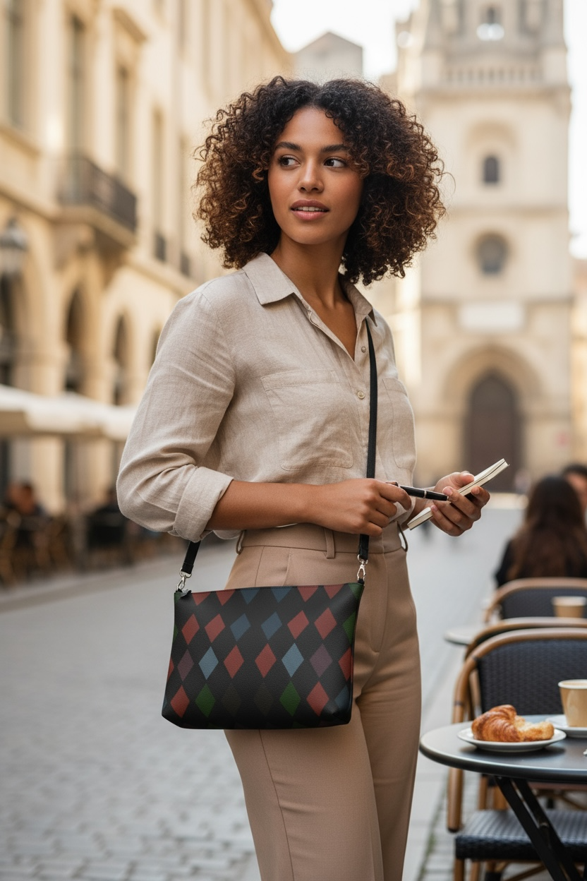 Holiday Harlequin Leather Crossbody Purse