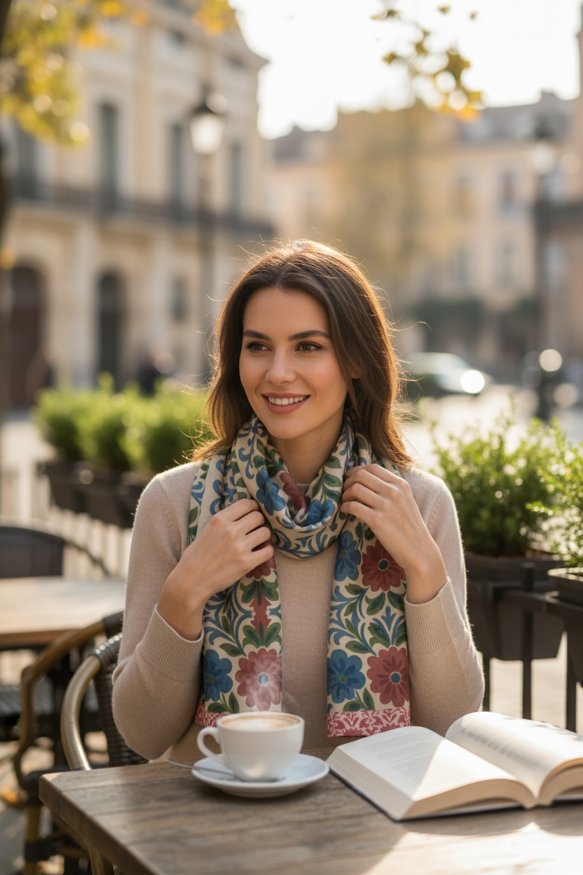 Jardin Provencale Blush Long Silk Scarf