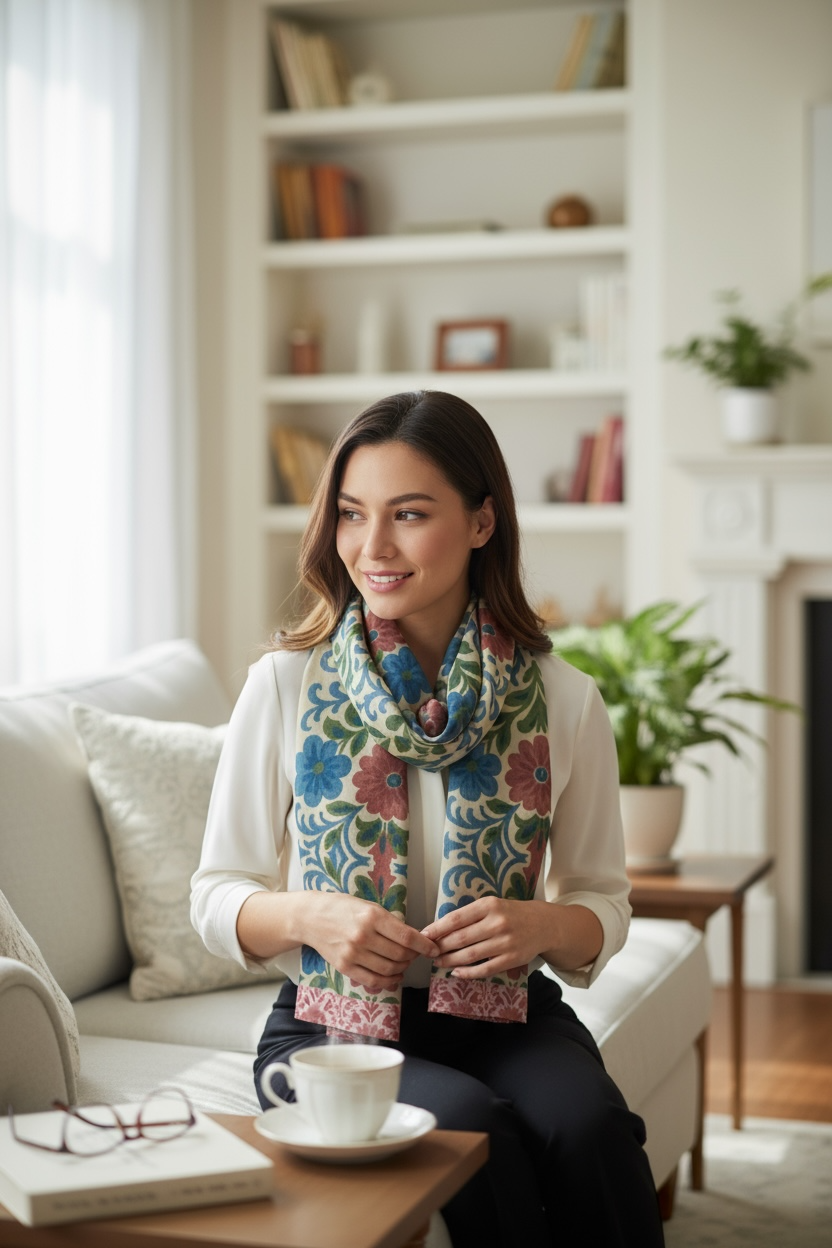 Jardin Provencale Blush Long Silk Scarf