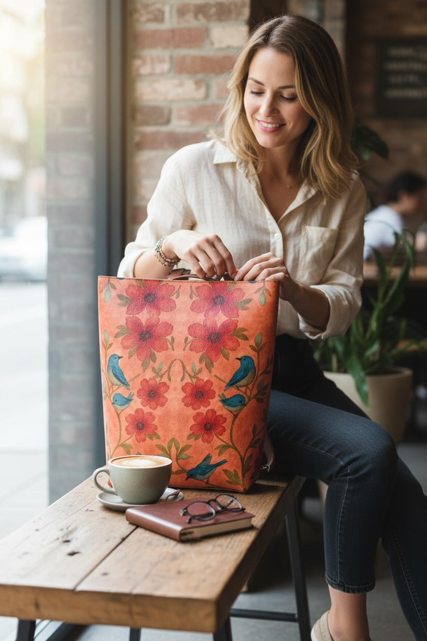 Songbird Bloom Terracotta Vegan Leather Backpack