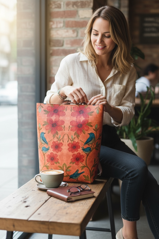 Songbird Bloom Terracotta Vegan Leather Backpack