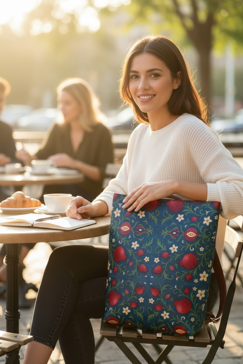 Winter Pomegranates Vegan Leather Backpack