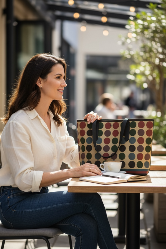 Retro Dotscape Vegan Leather Tote