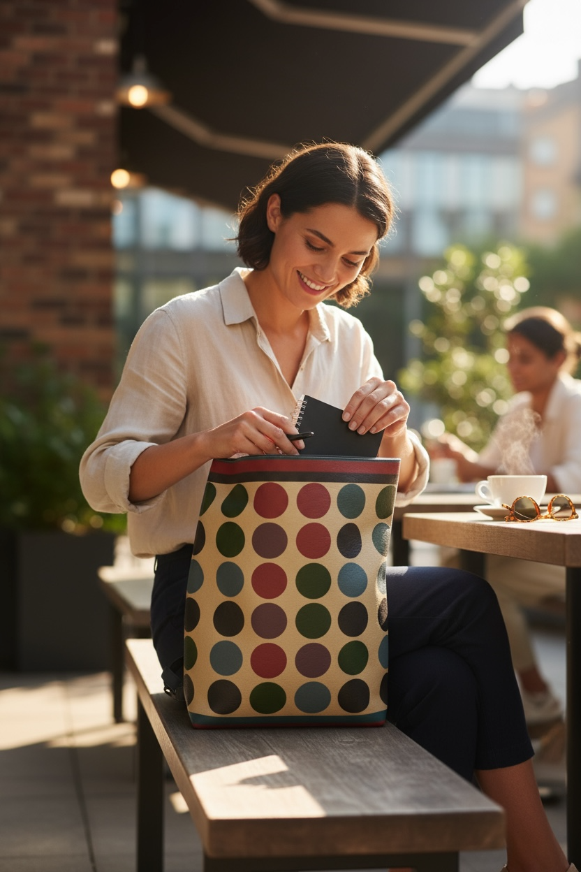 Retro Dotscape Vegan Leather Backpack