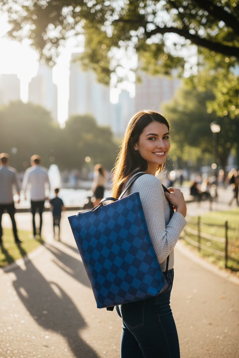 Royal Blue Harlequin Vegan Leather Backpack
