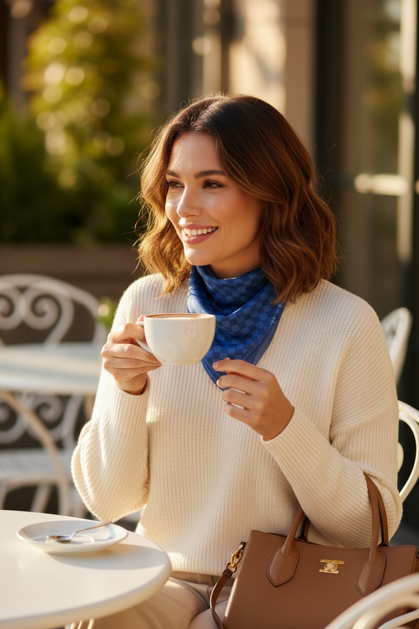 Royal Blue Harlequin Silk Square Scarf