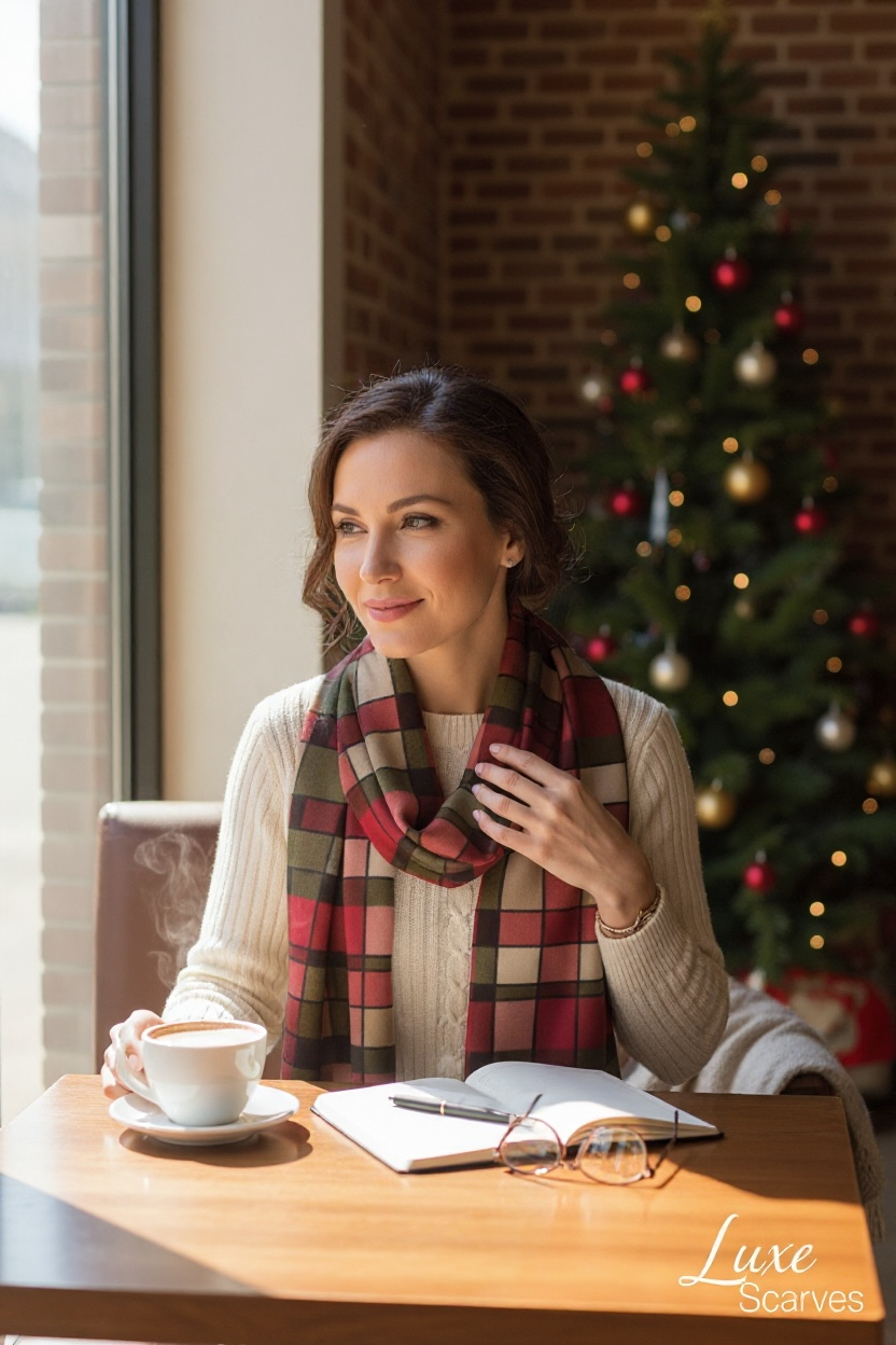 Plaid Harvest Silk Long Scarf