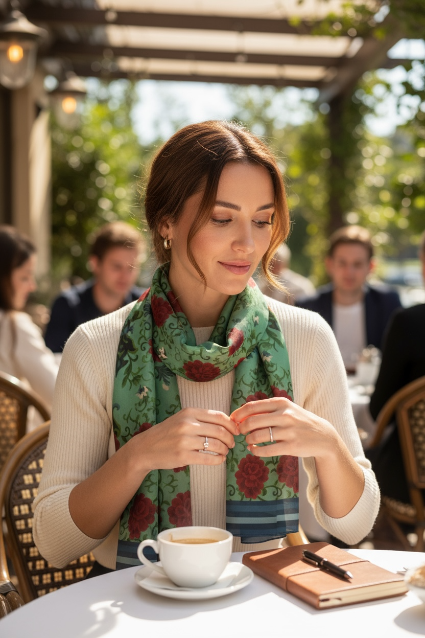 Imperial Peonies Mint Sink Long Scarf