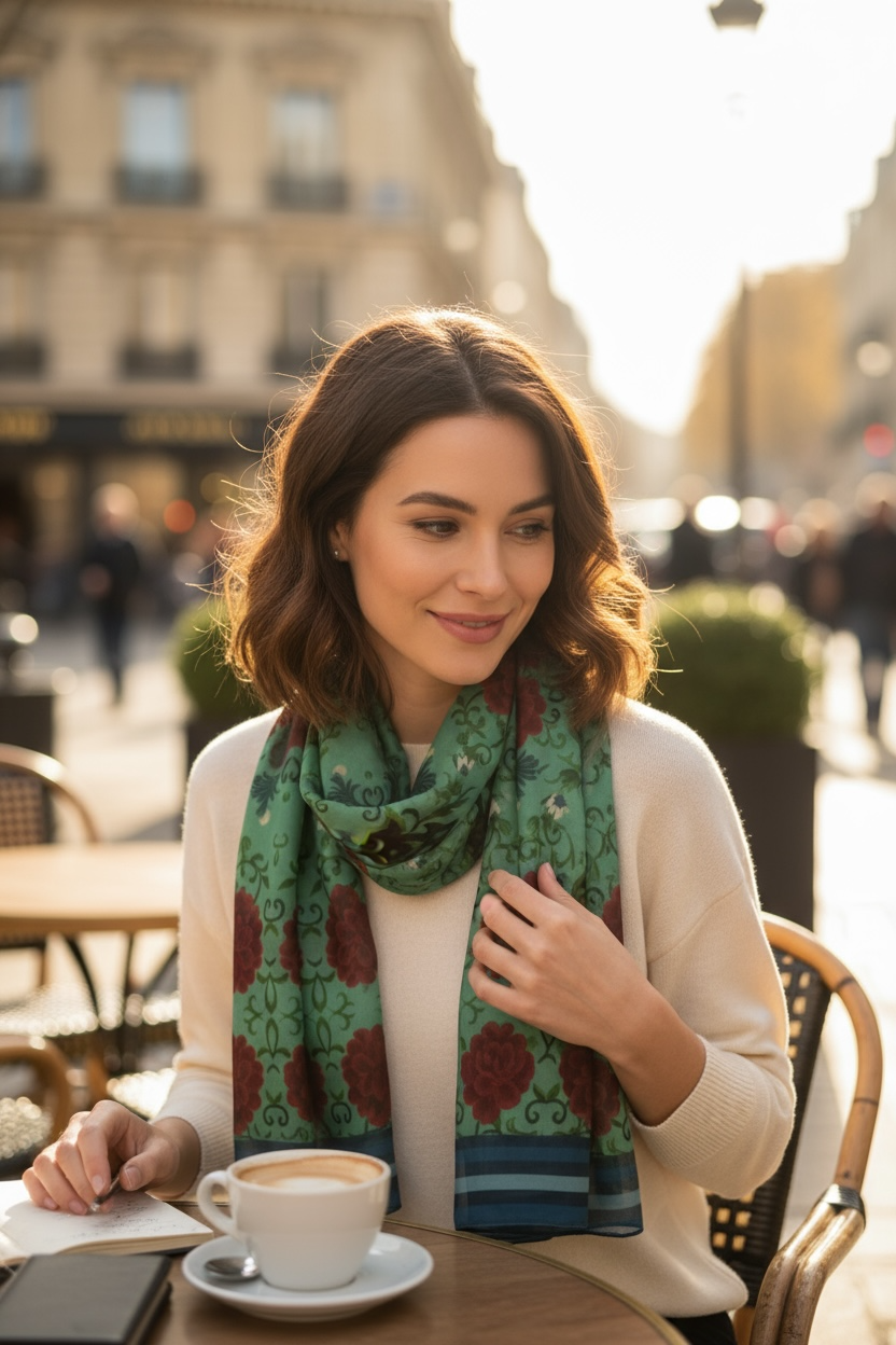 Imperial Peonies Mint Sink Long Scarf