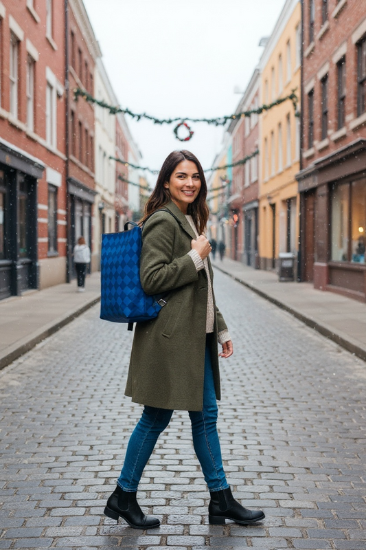 Royal Blue Harlequin Vegan Leather Backpack