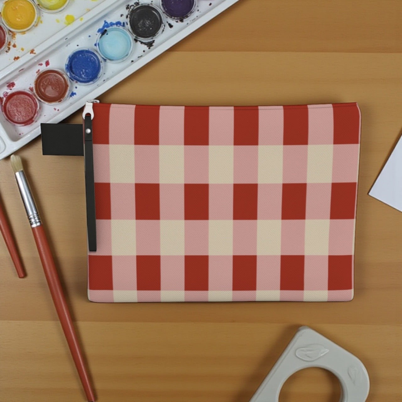 Red Gingham Zipper Carry-all Bag