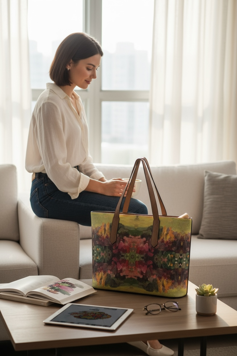 Giverny Gardens Vegan Leather Tote Bag