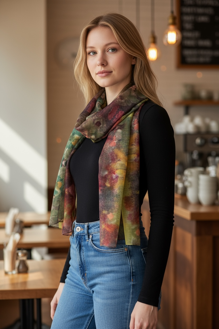 Giverny Gardens Silk Long Scarf