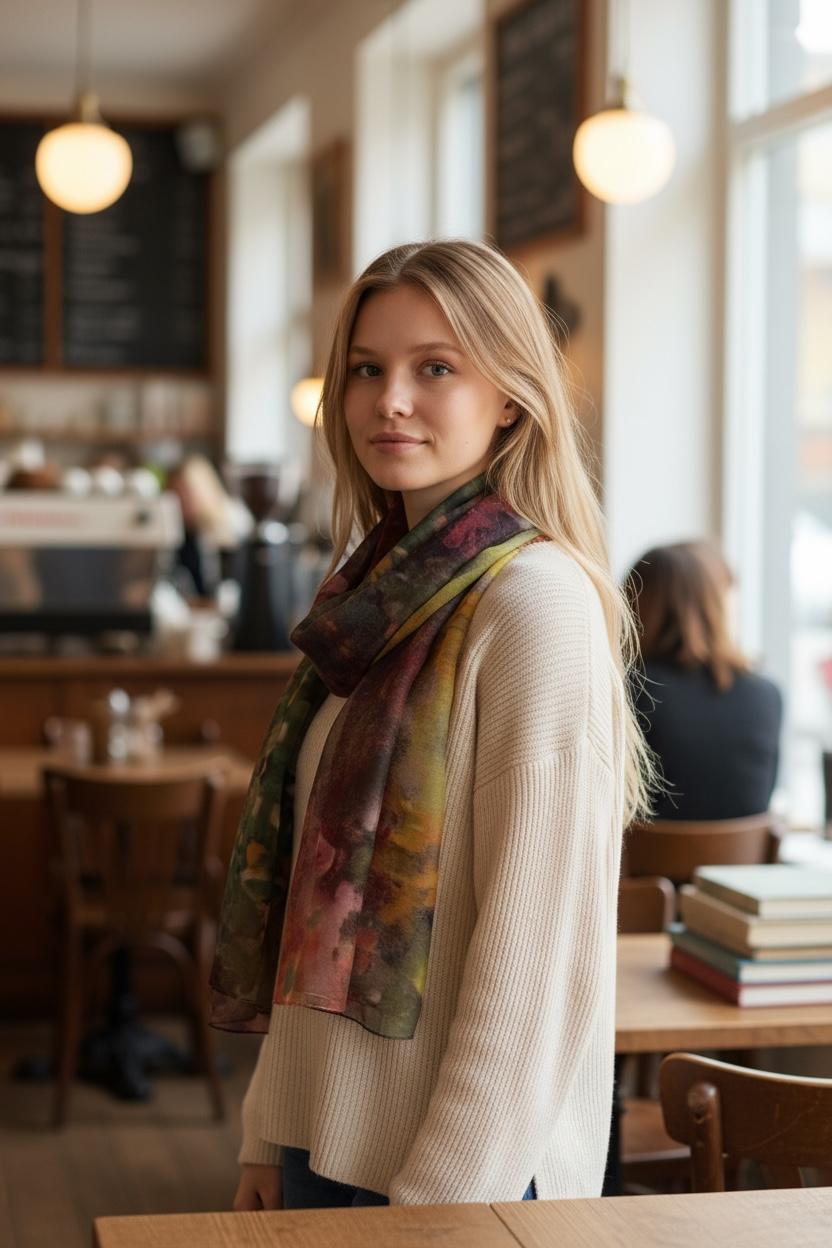 Giverny Gardens Silk Long Scarf