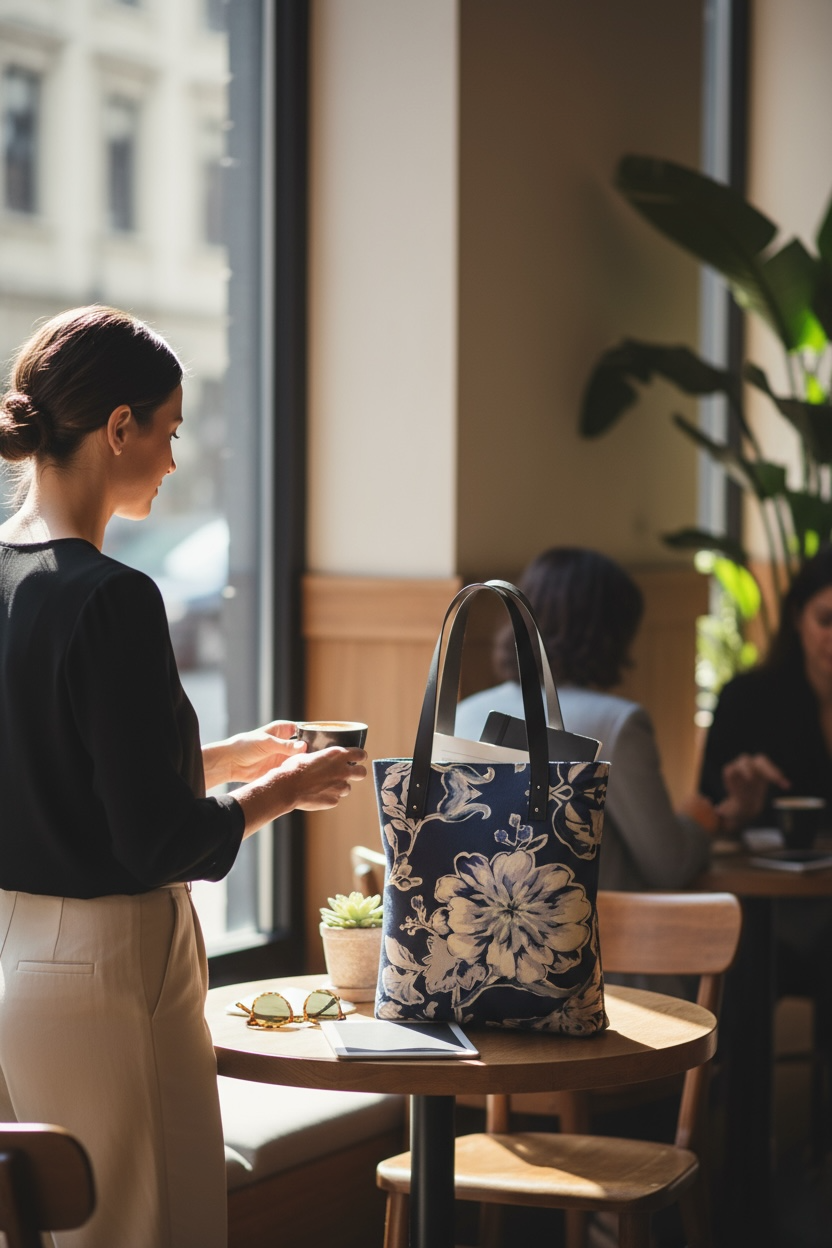 Blue Fleur Damask Urban Tote