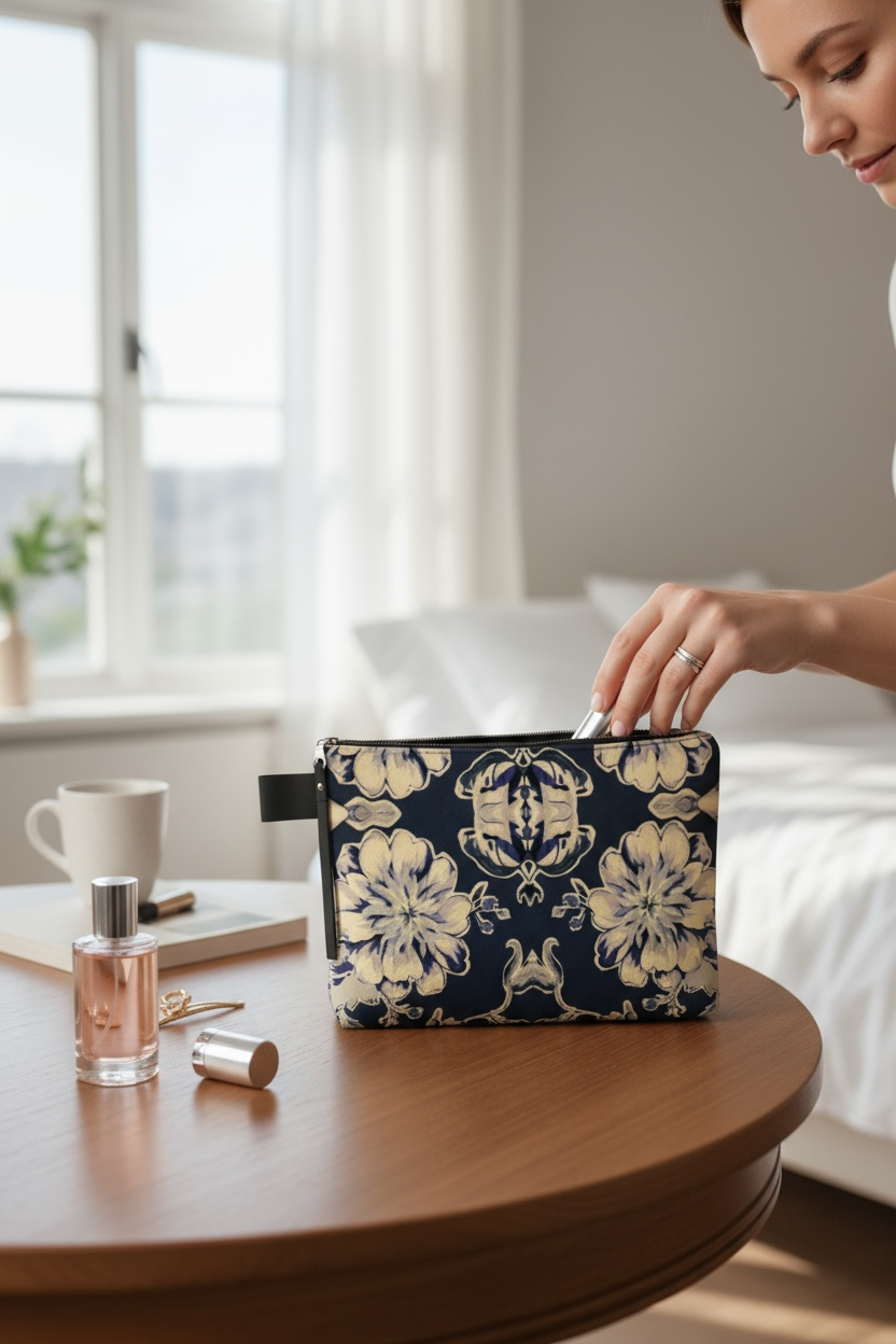 Blue Fleur Damask Zipper Carry-all Bag