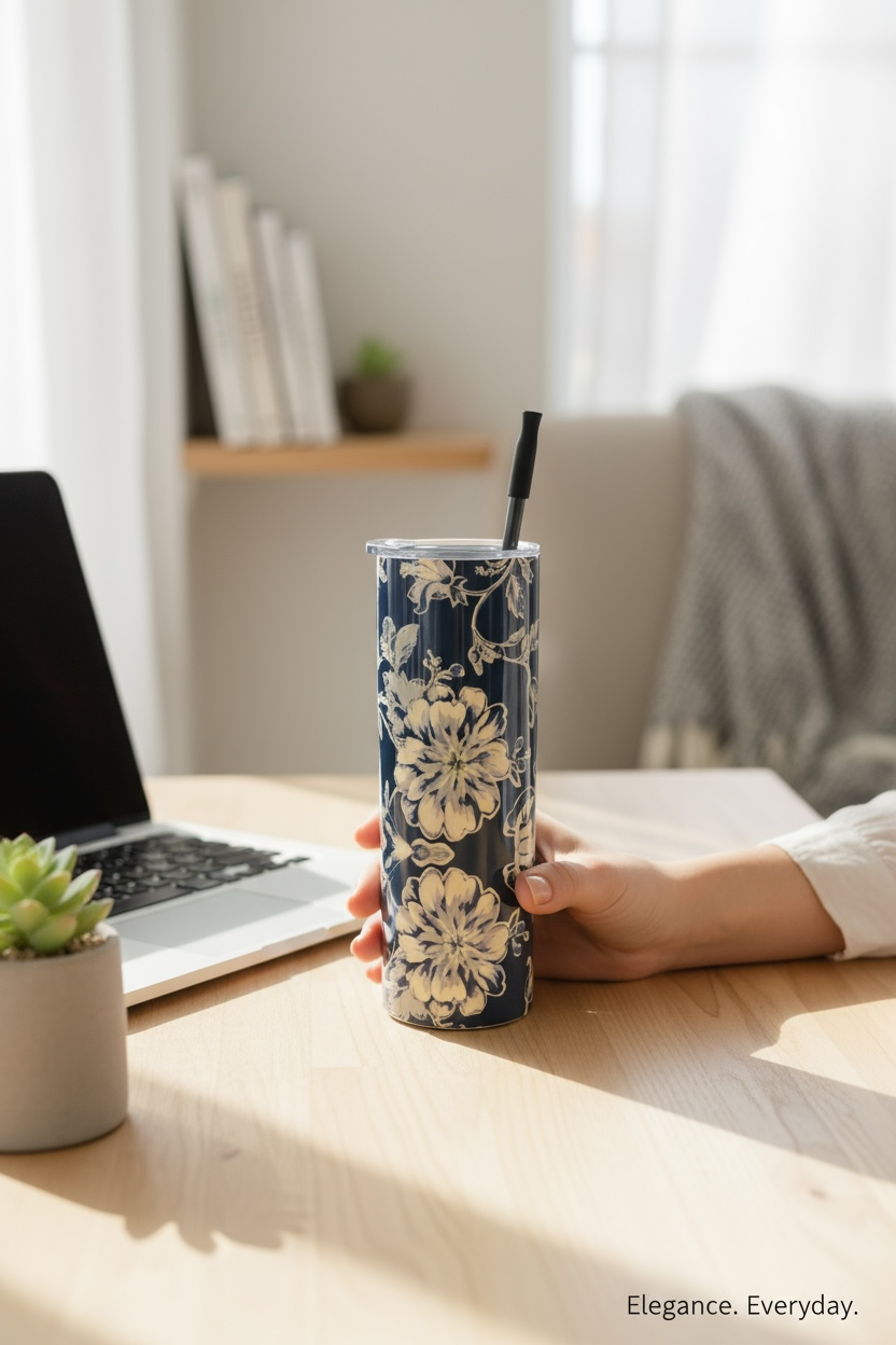 Blue Fleur Damask Water Bottle