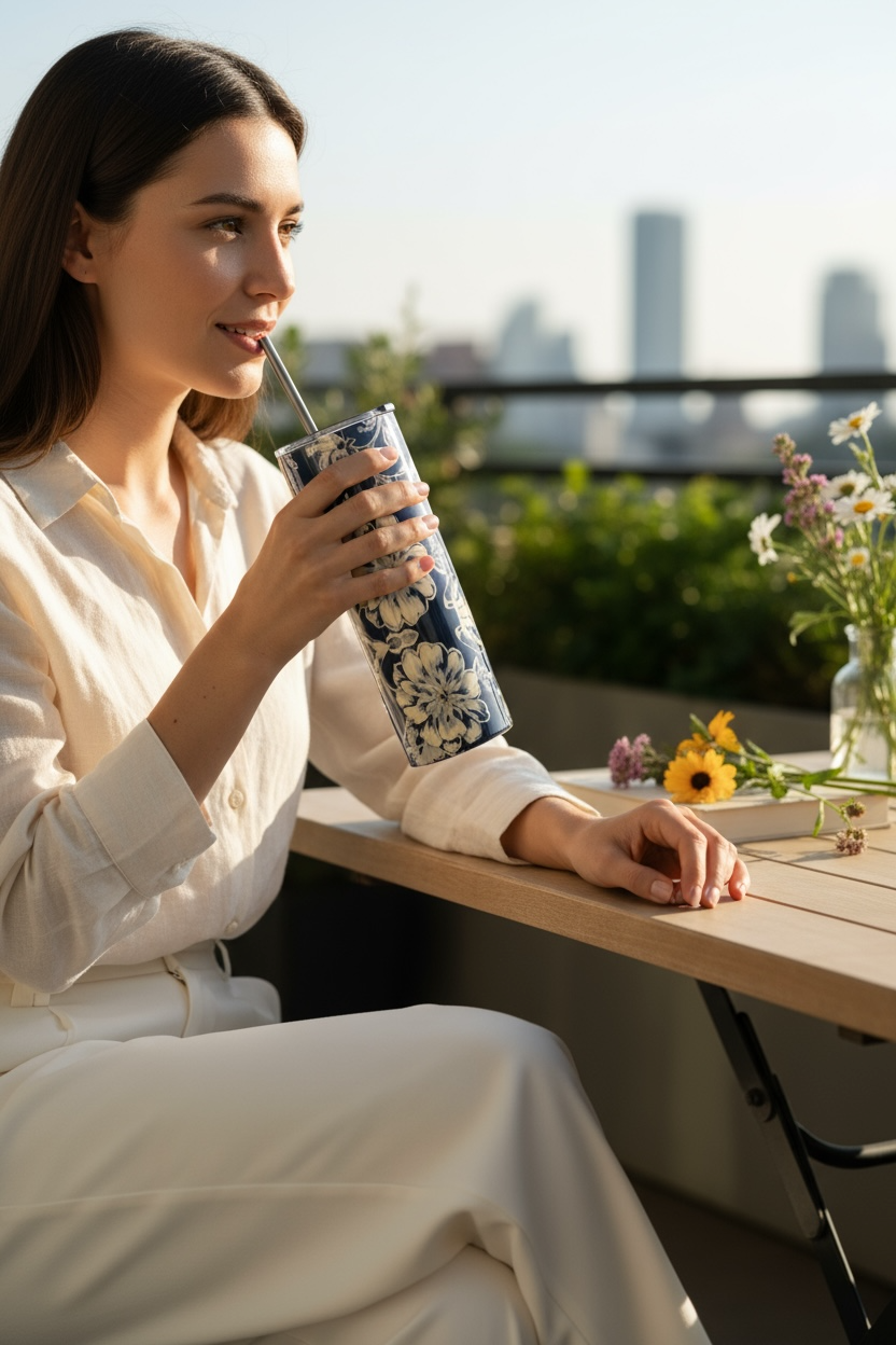 Blue Fleur Damask Water Bottle