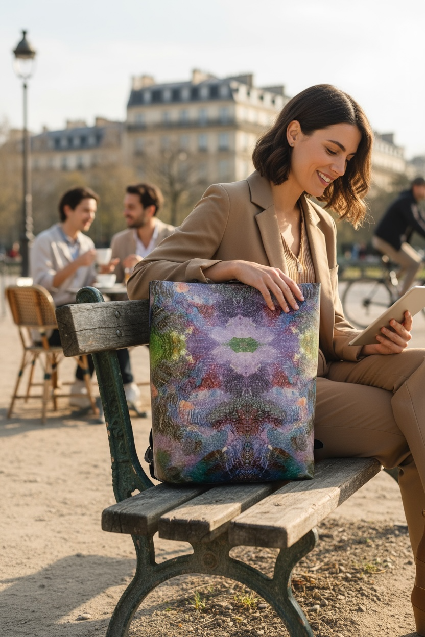 Lilac Waterlilies Vegan Leather Backpack