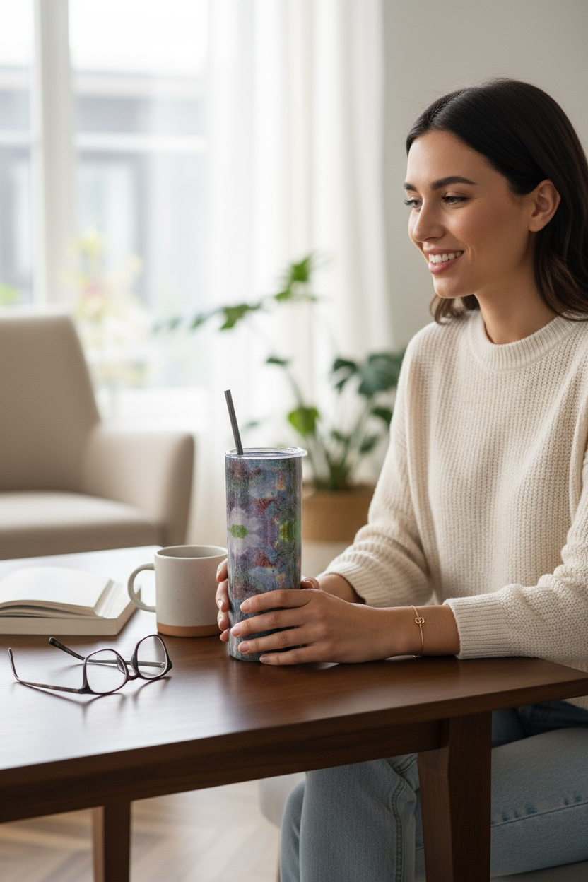 Lilac Waterlilies Water Bottle