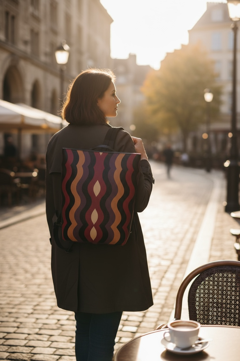 Burgundy Little Waves Vegan Leather Backpack