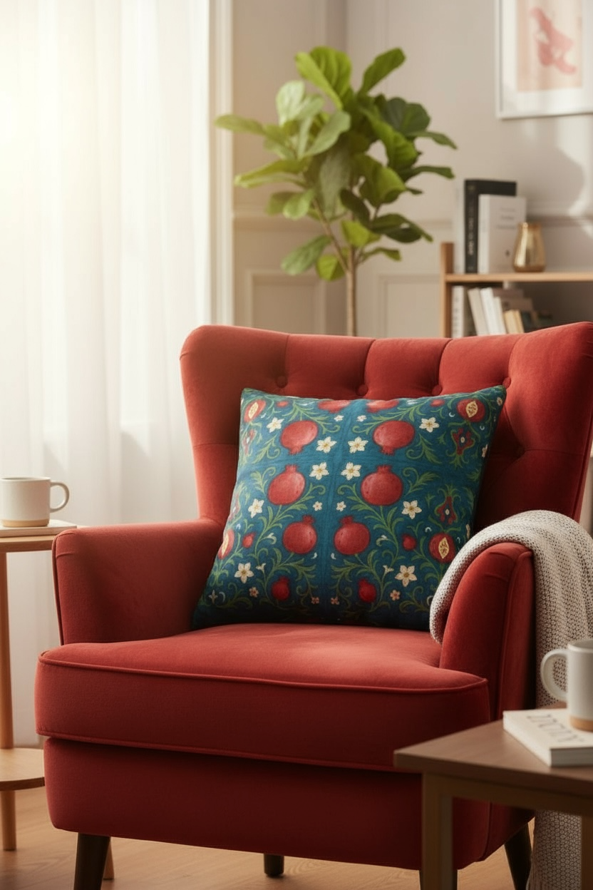 Winter Pomegranates 22 x 22 Pillow Cover