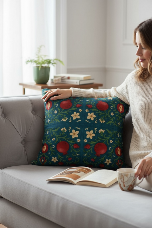 Winter Pomegranates 18 x 18 Pillow Cover