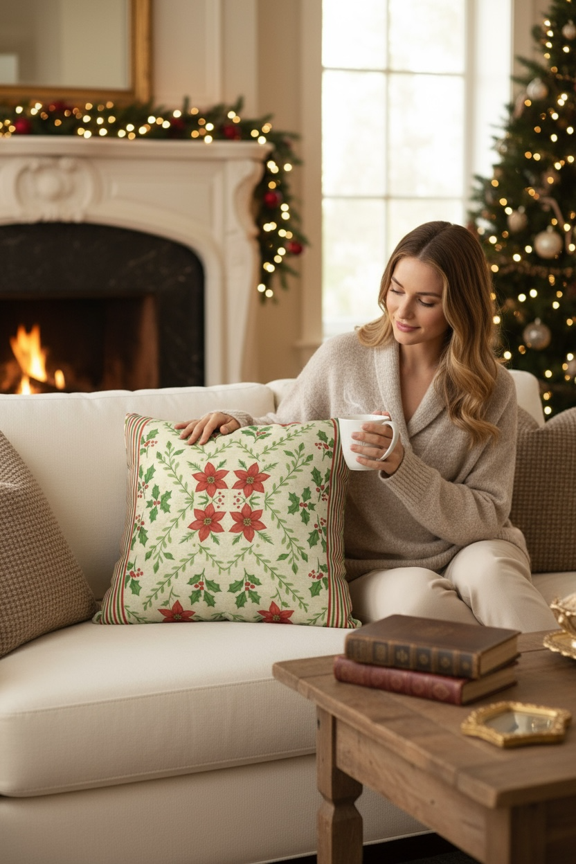 Yuletide Bloom 22 x 22 Pillow Cover