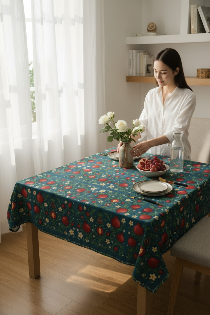 Winter Pomegranates 60 x 60 Tablecloth