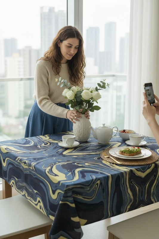 Mendocino Blues Diamond 60 x 60 Tablecloth
