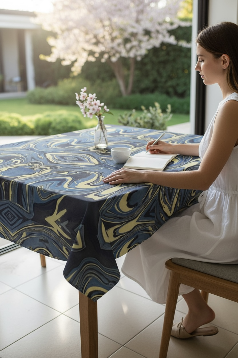 Mendocino Blues Diamond 60 x 60 Tablecloth