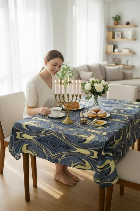 Mendocino Blues Diamond 90 x 60 Tablecloth