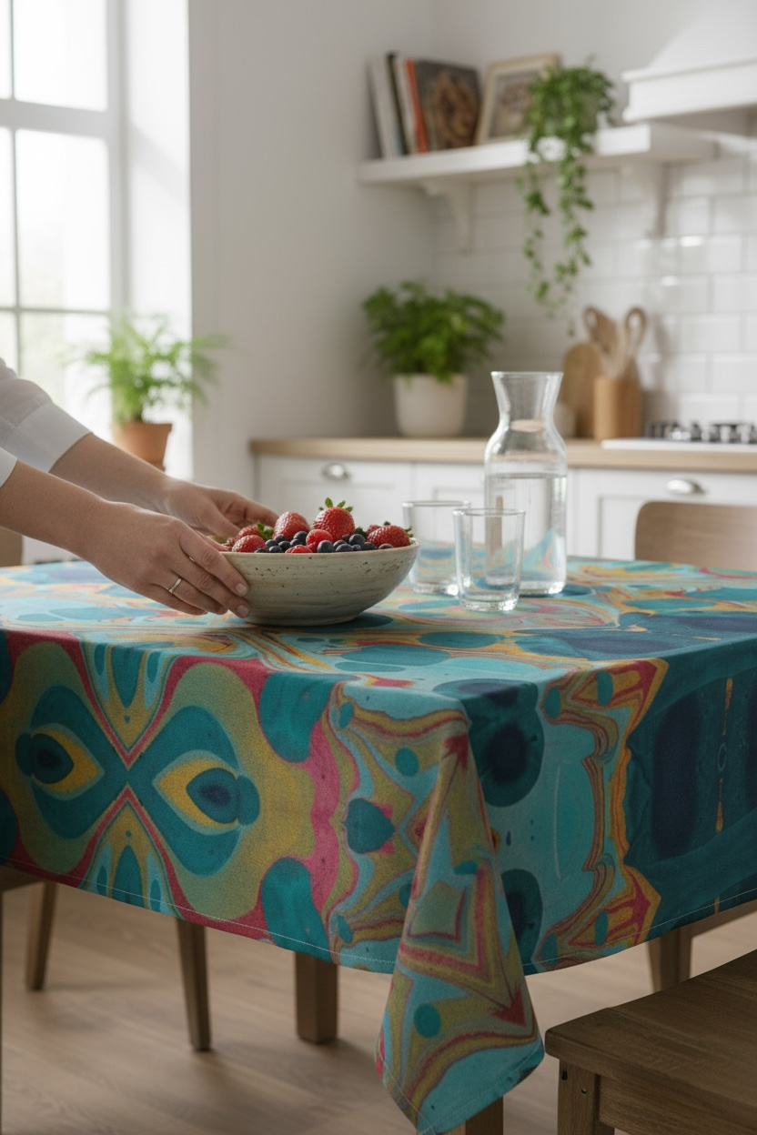Gilded Currents Butterflies 60 x 60 Tablecloth