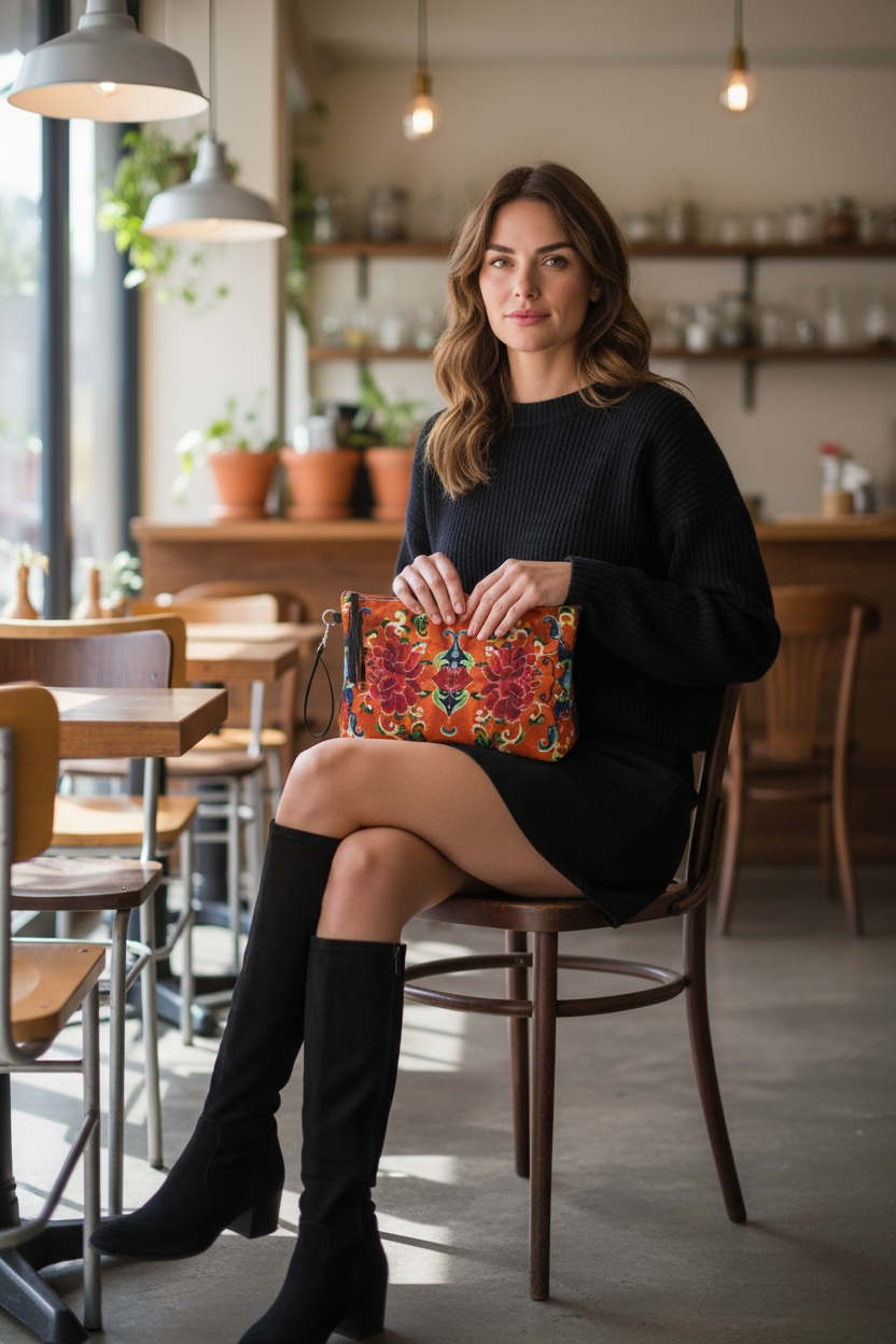 Jade and Flame Vegan Leather Clutch Wristlet