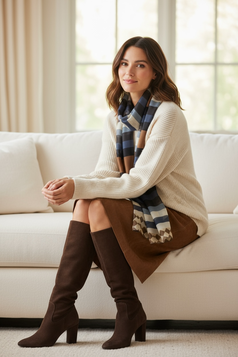 Midnight Timber Silk Long Scarf