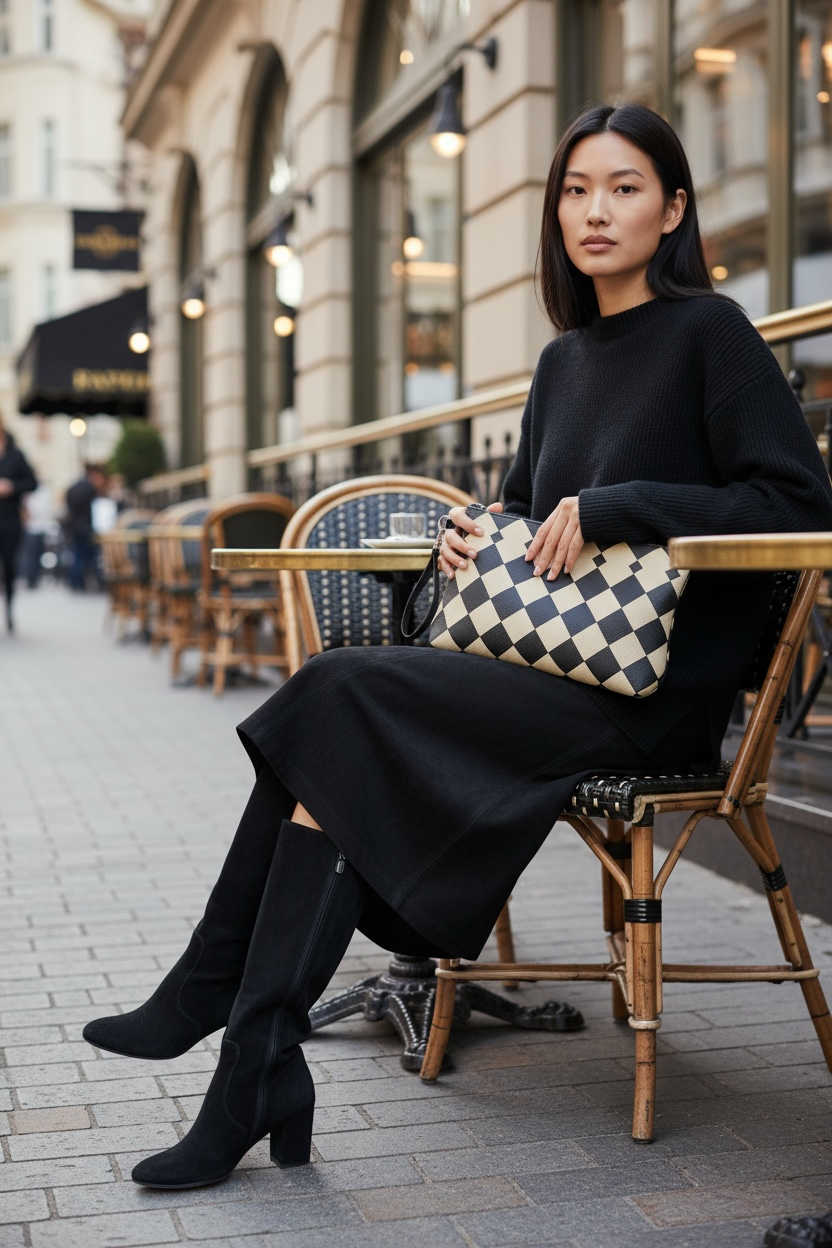 Metro Check Harlequin Vegan Leather Clutch Wristlet