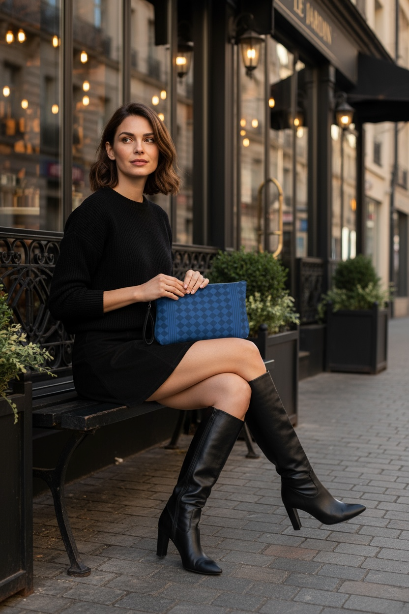 Royal Blue Harlequin Vegan Leather Clutch Wristlet