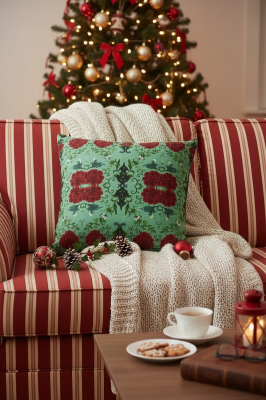 Imperial Peonies Mint 22 x 22 Pillow Cover