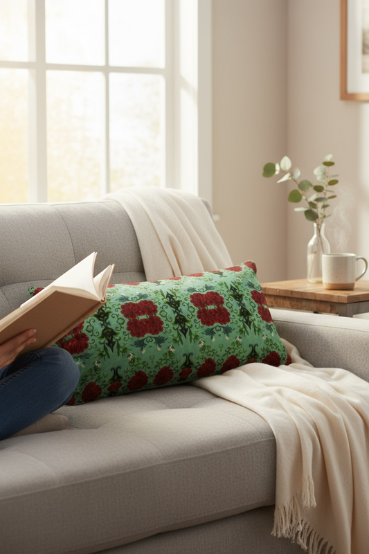 Imperial Peonies Mint 24 x 12 Pillow Cover