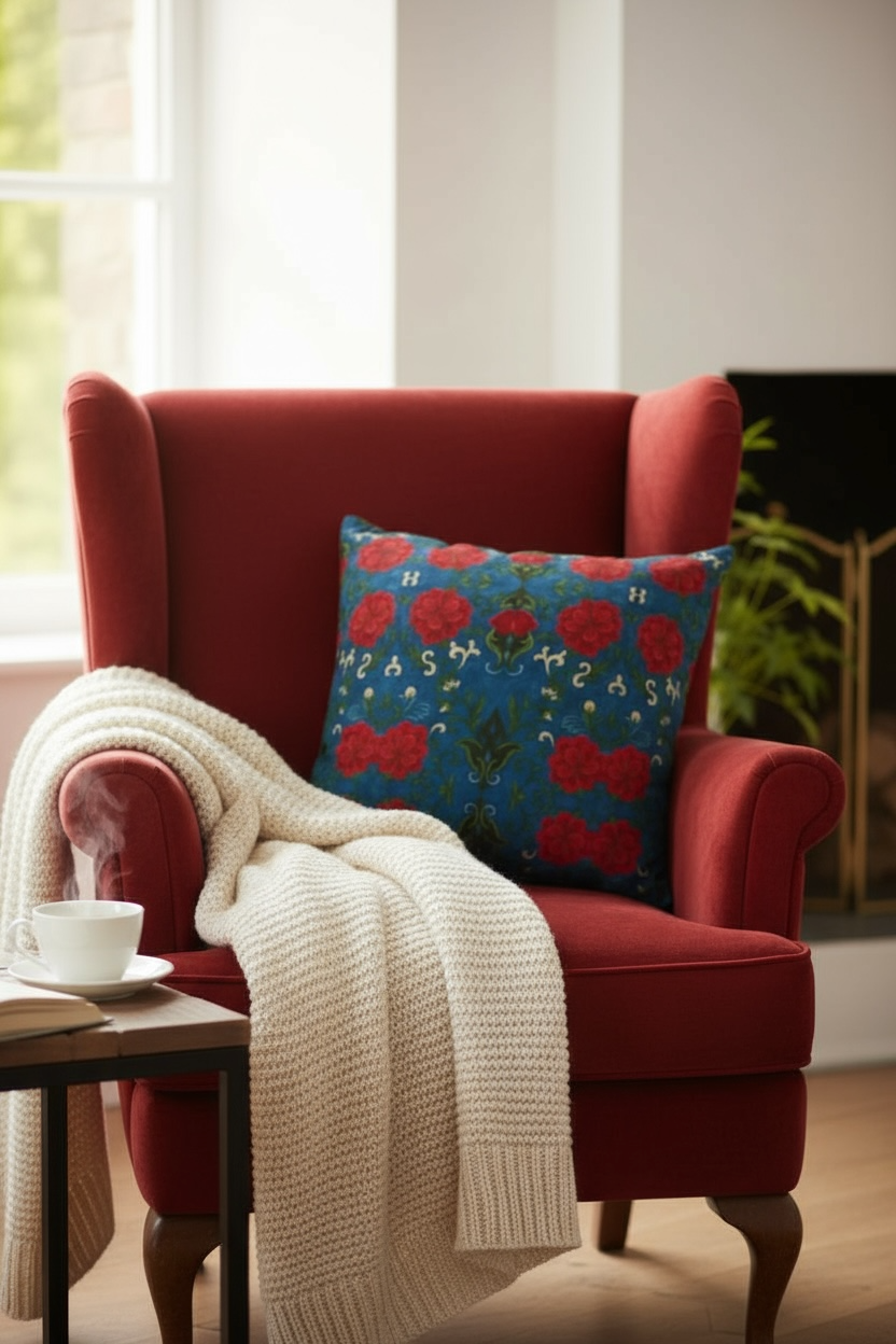 Imperial Peonies Sapphire 22 x 22 Pillow Cover