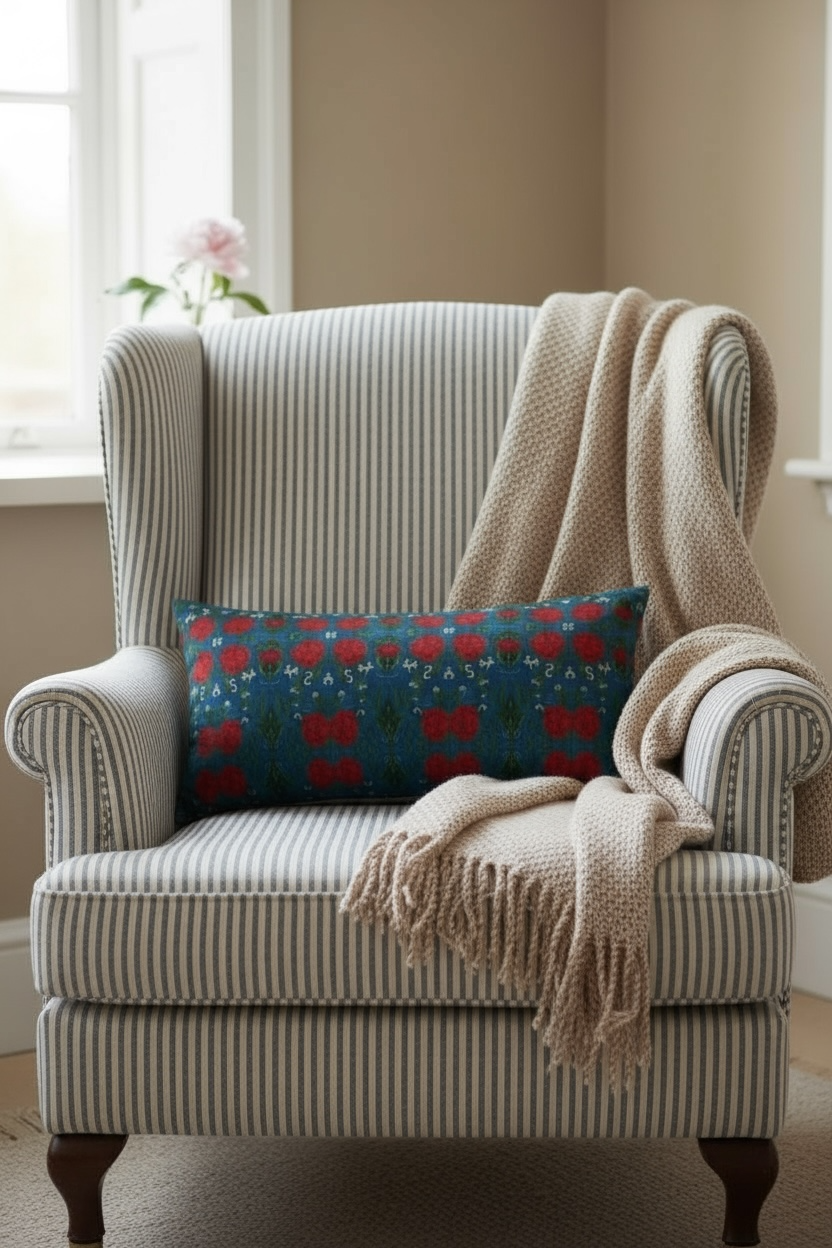 Imperial Peonies Sapphire 24 x 12 Pillow Cover