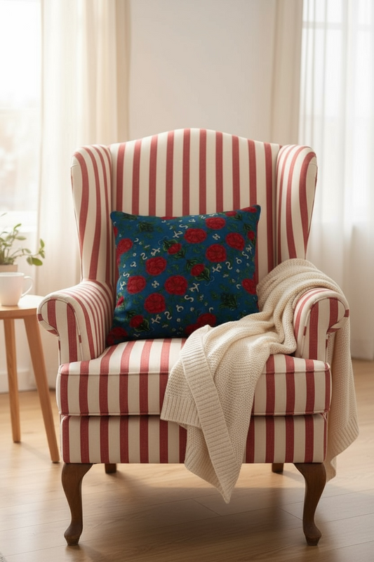 Imperial Peonies Sapphire 18 x 18 Pillow Cover