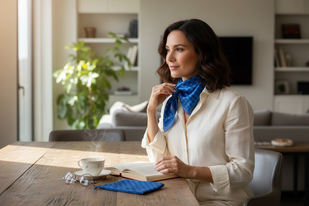 Royal Blue Harlequin Silk Square Scarf